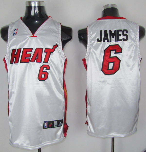 NBA Miami Heat 6 LeBron James Authentic White Jersey